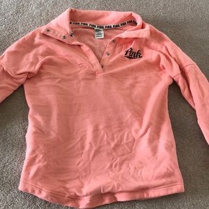 PINK half button up oversized sweater